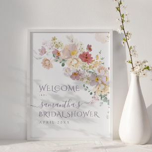 Poster Chuva de Noiva Flor Silvestre Roxo Primavera Aquar