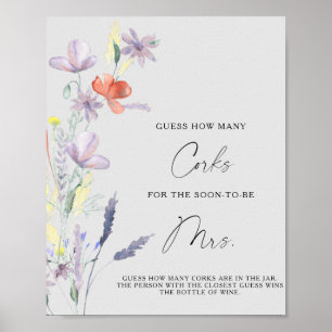 Poster Chuva de Noiva Floral Adivinhe Quantas Rolhas