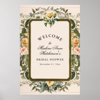 Poster Chuva de Noiva Floral Amarela Francesa Elegante