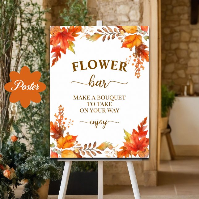 Poster Chuva de Noiva Floral Boho Outono Bar Flower (Criador carregado)