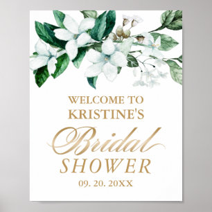 Poster Chuva de Noiva Floral Elegante em Aquarela com Ver