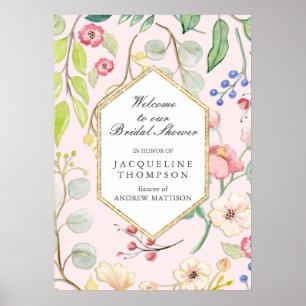Poster Chuva de Noiva Floral Moderna em Pastel