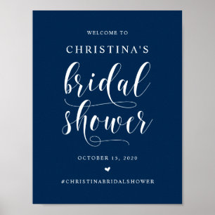 Poster Chuva de Noiva, fonte de casamento moderna azul ma
