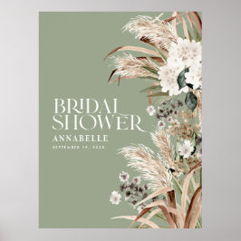 Poster Chuva de noiva pampas terracota moderno verde sálv