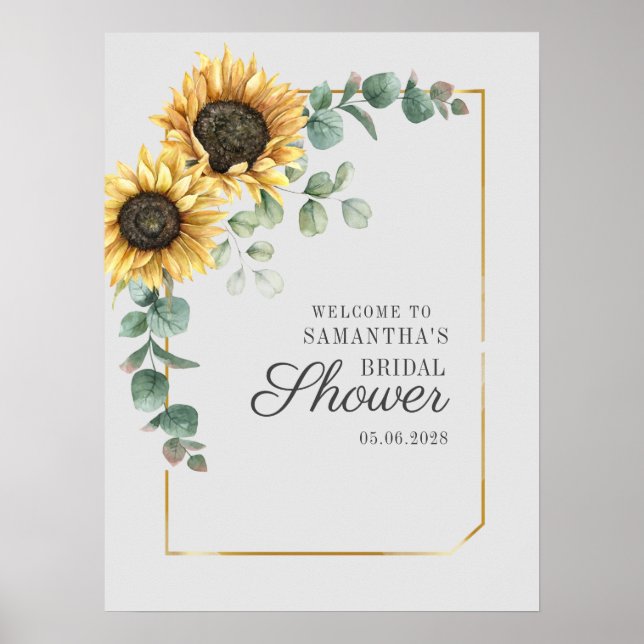Poster Chuva de Noiva Roteiro Folhagem Eucalipto Girassol (Frente)