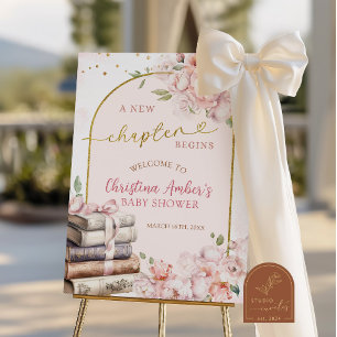 Poster Chuva de Noiva Tema Blush Pink Peony Storybook