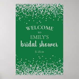 Poster Chuva de Noiva Verde Esmeralda com Confete de Prat