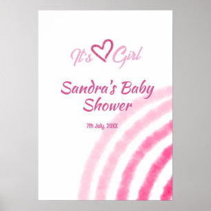 POSTER CHUVA DE PASTEL RETRÔ ROSA É UMA FESTA DE BEBÊ MEN