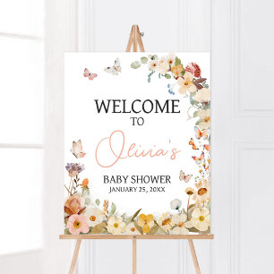 Poster Chuva de Pétalas Pequena Borboleta Baby Shower Bem