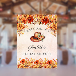 Poster Chuva de presentes de noiva outono laranja floral