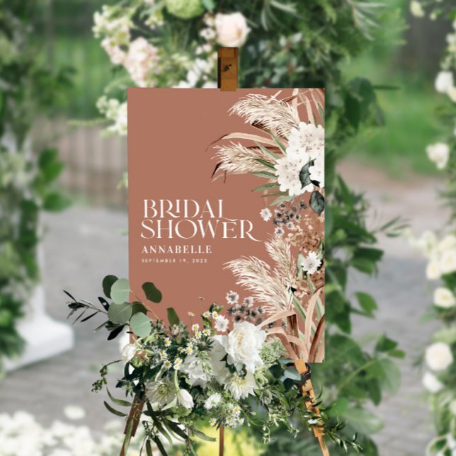 Poster Chuva de presentes pampas terracota moderno terrac (Criador carregado)