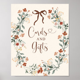 Poster Chuva de Presentes para Noiva com Laço e Flores Si
