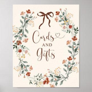 Poster Chuva de Presentes para Noiva com Laço e Flores Si