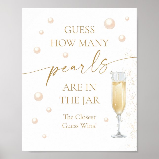 Poster Chuva de Prosecco Pérolas Jogo de Advinhação para  (Frente)