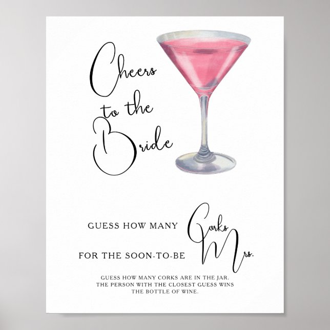 Poster Chuva de Rosa Bridal shower Quantos Rolhas  (Frente)