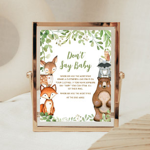 Poster Chuva de Verde Floresta Baby Shower Não Diga Sinal