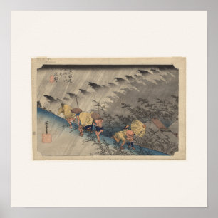 Poster Chuva Forte em Shono por Hiroshige - Cartaz Quadra