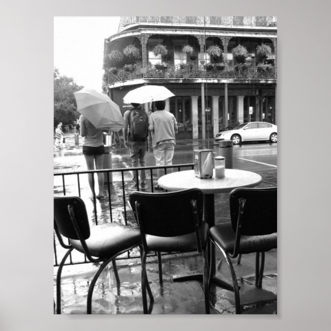 Poster Chuva no New Orleans Cafe' du Monde French Quarter (Frente)