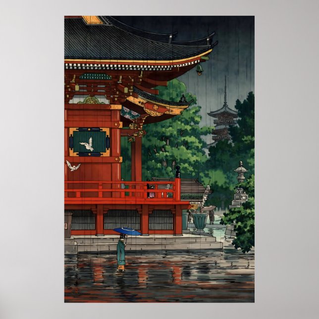Poster Chuva no Templo de Asakusa Kannon 1933 (Frente)