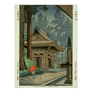 Pôster Chuva no Templo Enryakuji Shin Hanga Print