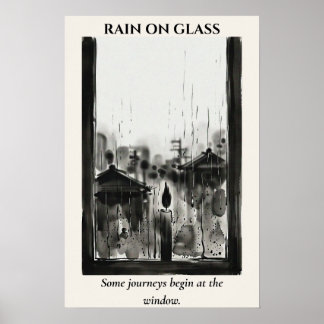 Poster Chuva no Vidro — Lavagem de Tinta Sumi-e