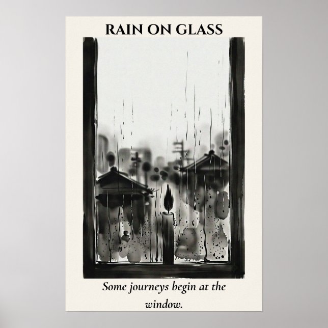Poster Chuva no Vidro — Lavagem de Tinta Sumi-e (Frente)