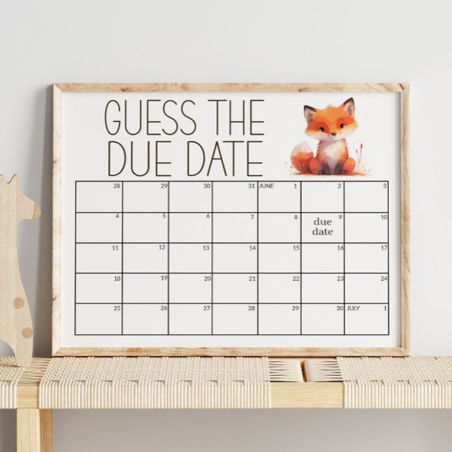 Poster Chuveiro de Bebê Cute Little Fox Plaid Adivinhe a  (Criador carregado)