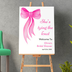 Poster Chuveiro de Noiva com Laço Rosa Ela Está Dando o N