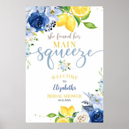 Poster Chuveiro de Noiva de Limão Floral Azul Editável El