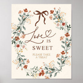 Poster Chuveiro de Noiva Flor Silvestre de Outono com Laç