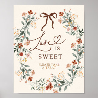 Poster Chuveiro de Noiva Flor Silvestre de Outono com Laç