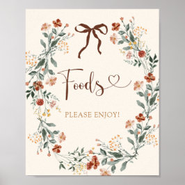 Poster Chuveiro de Noiva Flor Silvestre de Outono com Laç