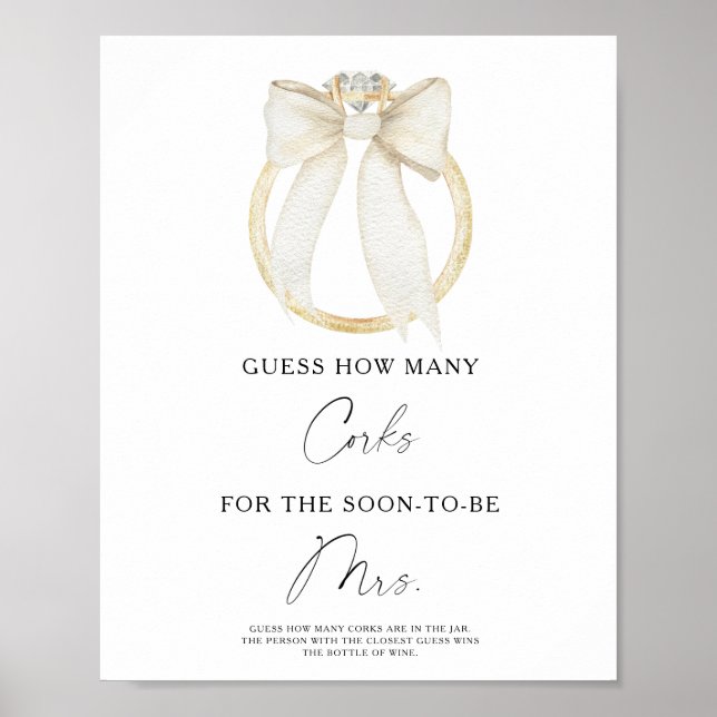 Poster Chuveiro de noiva Ring & Bow Quantos Rolhas  (Frente)