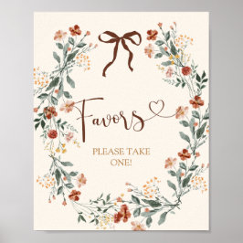 Poster Chuveiro Nupcial Coquette Bow Flor Silvestre Outon