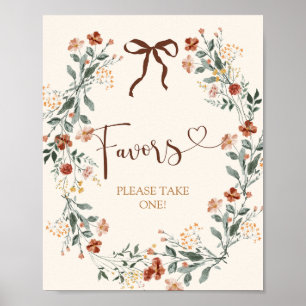 Poster Chuveiro Nupcial Coquette Bow Flor Silvestre Outon