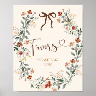 Poster Chuveiro Nupcial Coquette Bow Flor Silvestre Outon