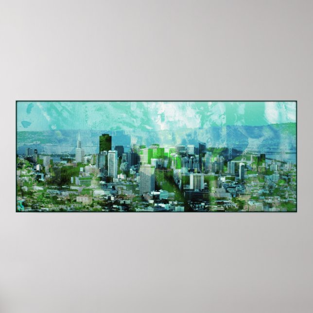 Pôster ciano da cidade enferrujada (Frente)