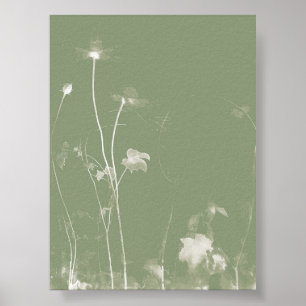 Poster Cianótipo 2 de flor selvagem verde Pote de flor