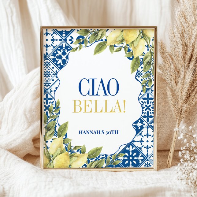 Poster Ciao Bella La Dolce Vita Símbolo italiano de limão (Criador carregado)