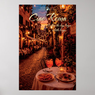 Poster Ciao Roma Trastevere Noite Café Aperol Cênico Arte