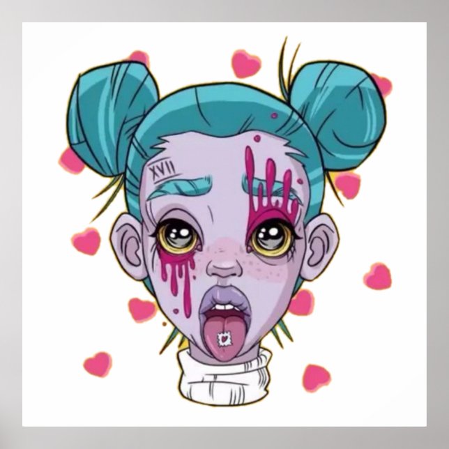 Poster ciberpunk art, cyberpunk, clubber girl, festa (Frente)