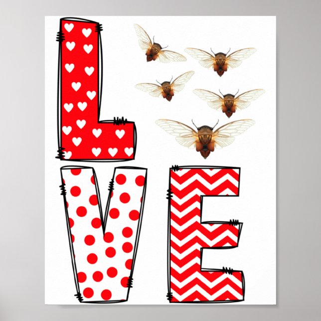 Poster Cicada Valentines Day Love Valentine Cute Hearts  (Frente)