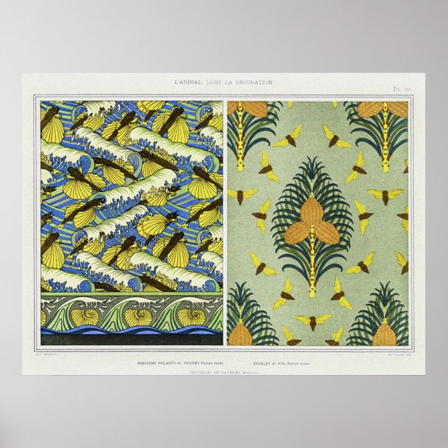 Poster Cicadas, Peixes Voadores e Prateleiras Nautilus (Frente)