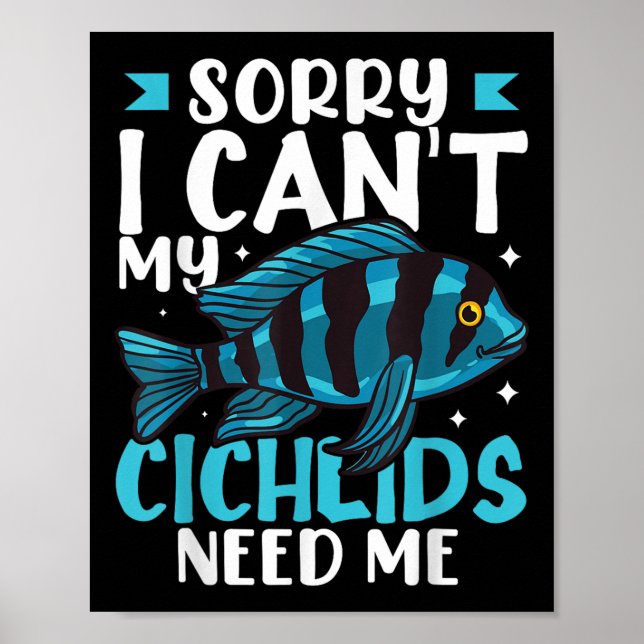 Poster Cichlid Fish Funny Animals African Aquarium  (Frente)