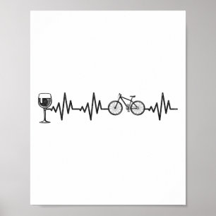 Poster Ciclismo Batimento Cardíaco Vinho Ciclismo de Mont
