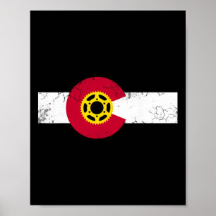 Poster Ciclismo de Montanha Bandeira do Colorado Ciclismo