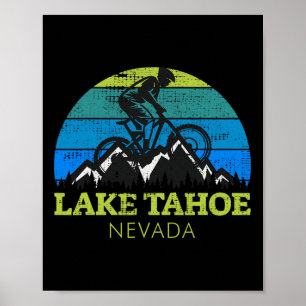 Poster Ciclismo de Montanha em Lake Tahoe Nevada Mtb Souv