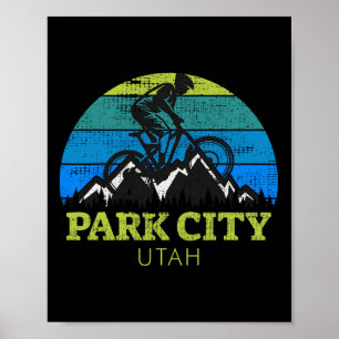 Poster Ciclismo de Montanha em Park City Utah Viagem Féri