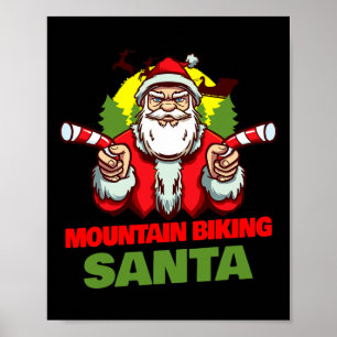 Poster Ciclismo de Montanha Papai Noel Natal Feriado Moun
