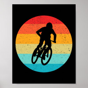 Poster Ciclismo de Montanha Silhueta Retro Vintage Pôr do